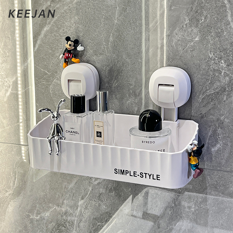 化妆室浴室吸盘置物架挂篮免打孔壁挂式洗手L洗漱台挂墙上收纳层