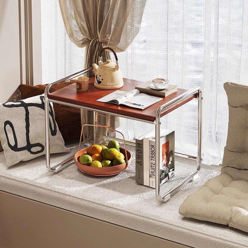 飘窗茶几小桌子中古风高级感窗边边几卧室阳台S榻榻米矮桌置物架