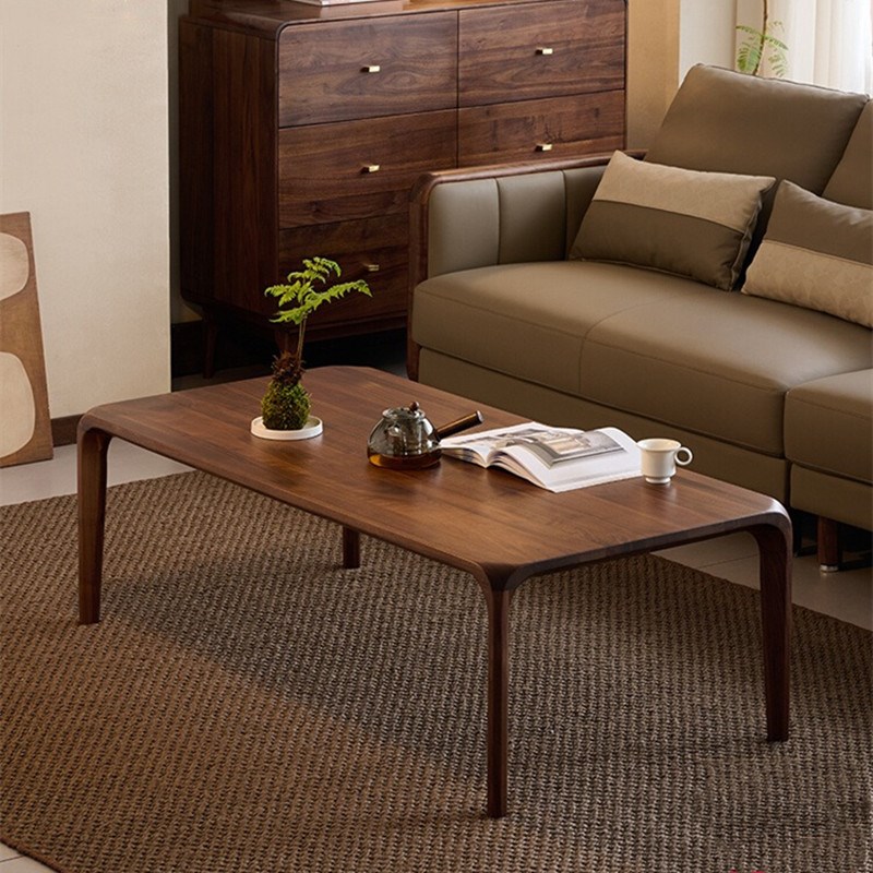 进口黑胡a桃木望月茶几客厅全实木榫卯茶桌矮桌小户型家用飘窗茶