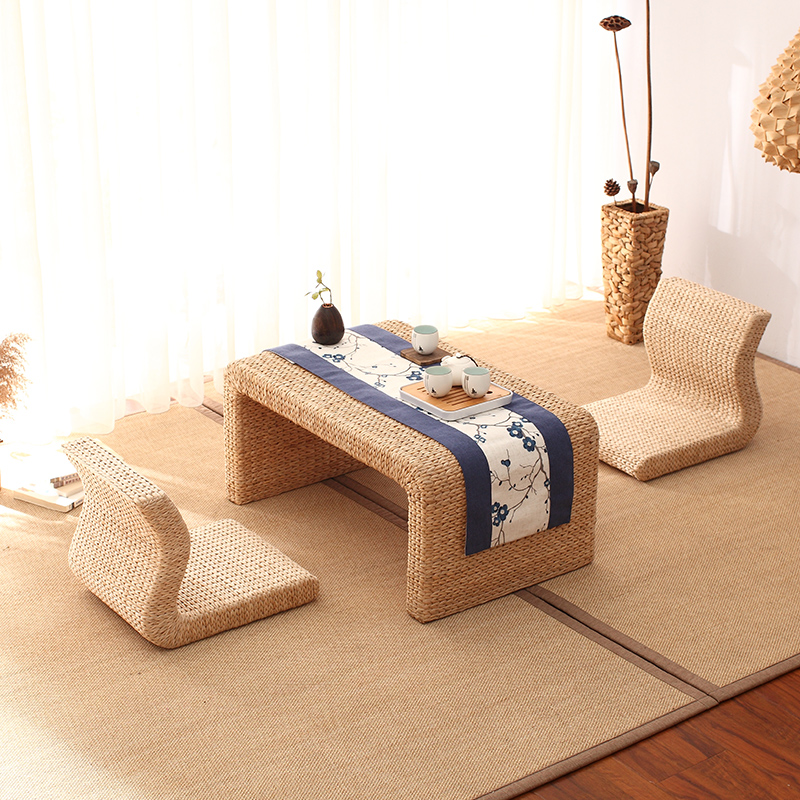 草编飘窗小桌子日式阳台榻榻米A茶桌藤编桌子地台矮桌迷你小茶几