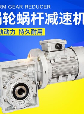 RV减速机蜗轮蜗杆减速器电机马达三相380LV国标铜线立式铝合金电