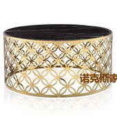 配套大理石茶桌 酒店会所样板房软装 欧式 不锈钢镂空镀金圆茶几