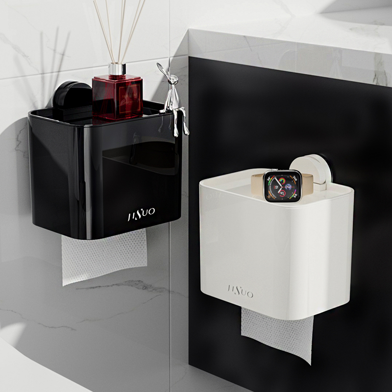 卫生间厕纸盒吸盘纸巾盒厕所洗手间抽纸盒放O卷纸置物架防水壁挂