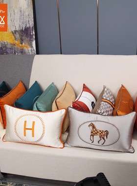 腰枕靠垫办公室沙发抱n枕套北欧靠枕套50x50抱枕枕套不含芯绿色60