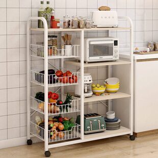 可移动厨房置物架子多功能落地微波炉用品收纳架多层家用储物架子