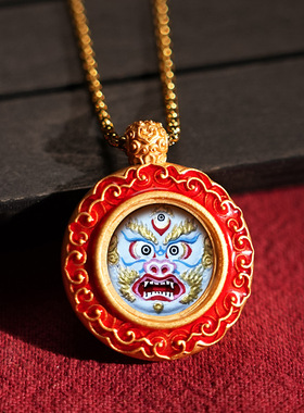 新非遗立体唐卡吊坠项链藏式五爷