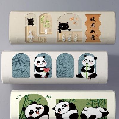 2023年新款空调罩熊猫全包壁挂式空调防尘罩布艺弹力挂机保护罩套