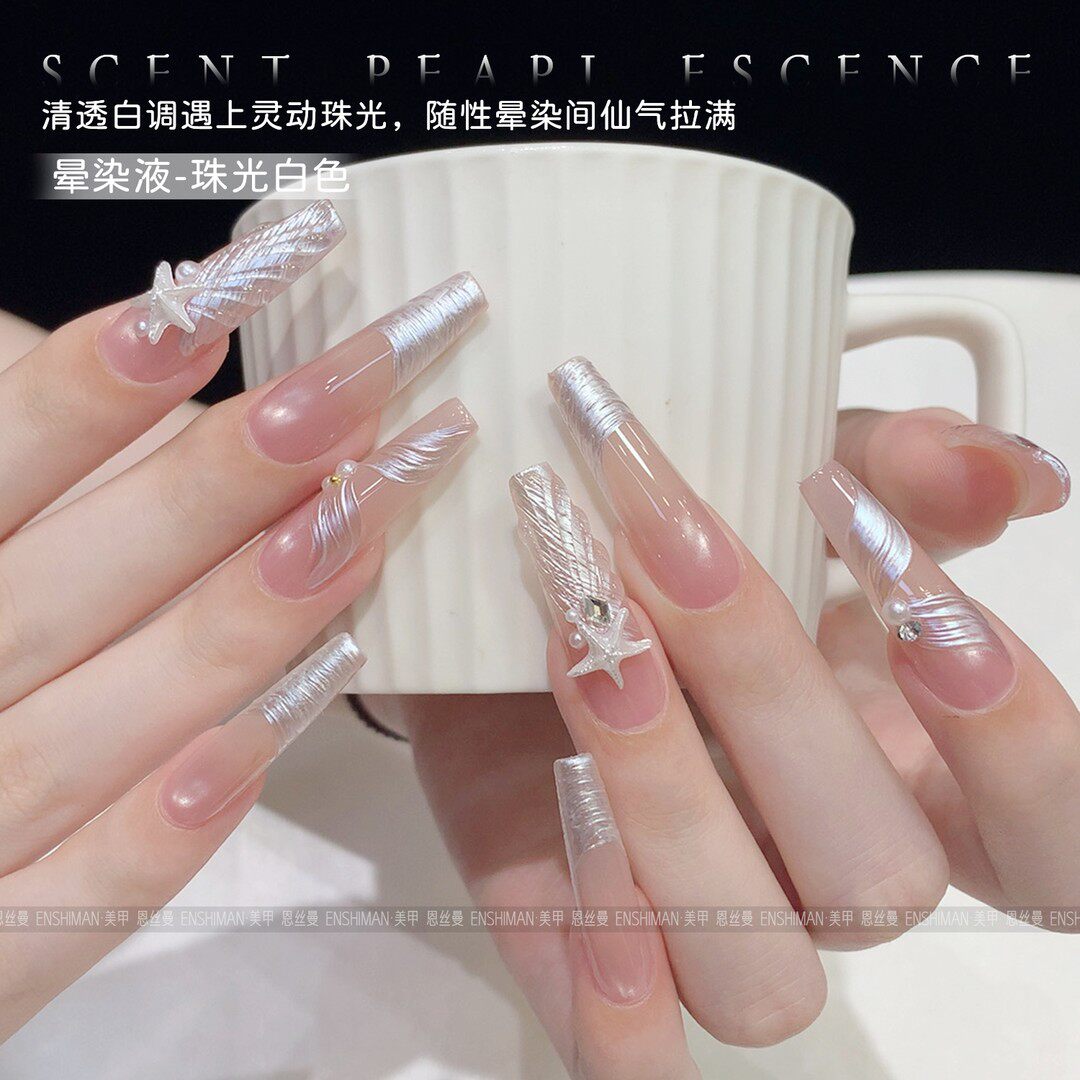 【菊籽老师推荐】珠光白晕染液手甲油胶