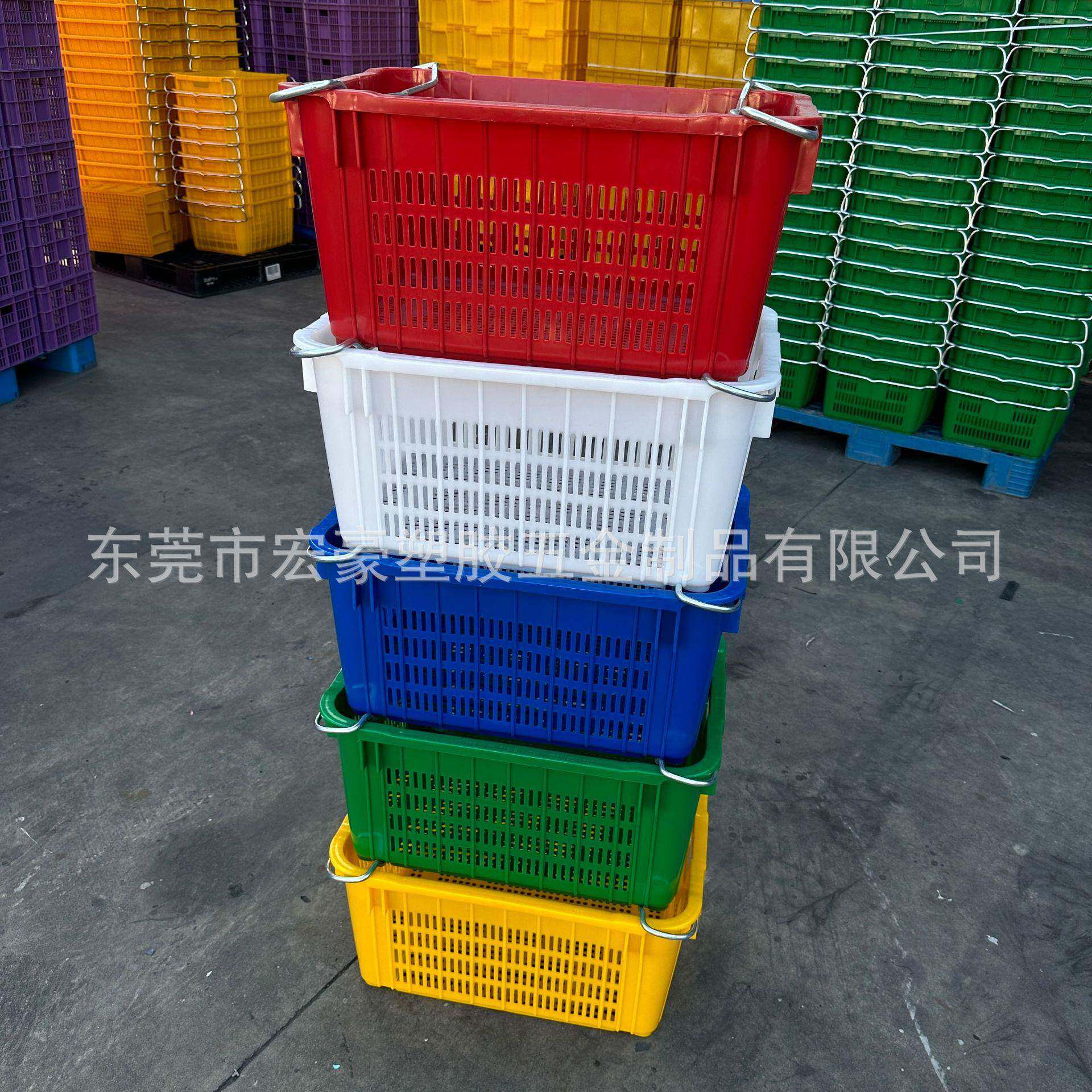厂家直供加厚可带铁耳菜箩塑料周转箩筐生鲜配送运输塑料箩筐箱