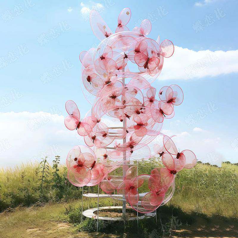 网红拍照打卡艺术装置蝴蝶装饰螺旋旋转亚克力雕塑互动美陈道具