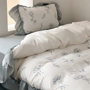 轻复古法式 田园风荷叶边床上用品 全棉双层纱四件套森系柔软美式