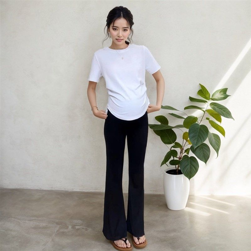 孕妇套装夏季微喇裤轻薄弹力长裤百搭T恤黑色显腿长休闲裤两件套,孕妇装/孕产妇用品/营养,套装,淘宝优惠券,粉丝福利购,淘宝优惠卷