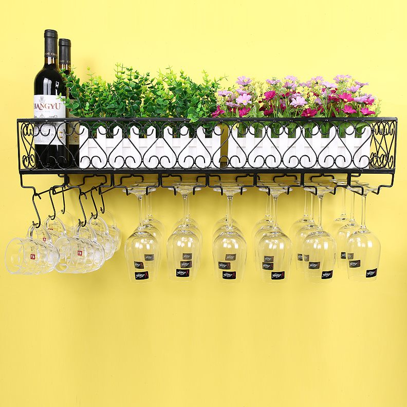 壁挂式酒架挂墙置物架葡萄酒架收纳架脚杯架红酒杯架铁艺红酒架