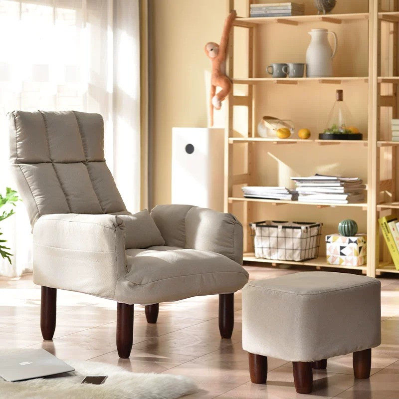 懒人小沙发休闲折叠电脑靠背椅子孕妇喂奶哺乳椅单人卧室阳台躺椅