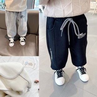 480g米呢绒质感好男童运动束口裤中小童宝宝冬季加绒加厚裤子卫裤