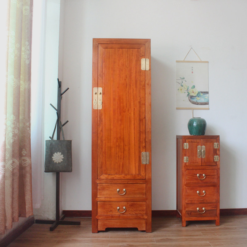 香樟原实木衣柜单门60cm宽小户型窄儿童单人独柜子收纳储物橱卧室