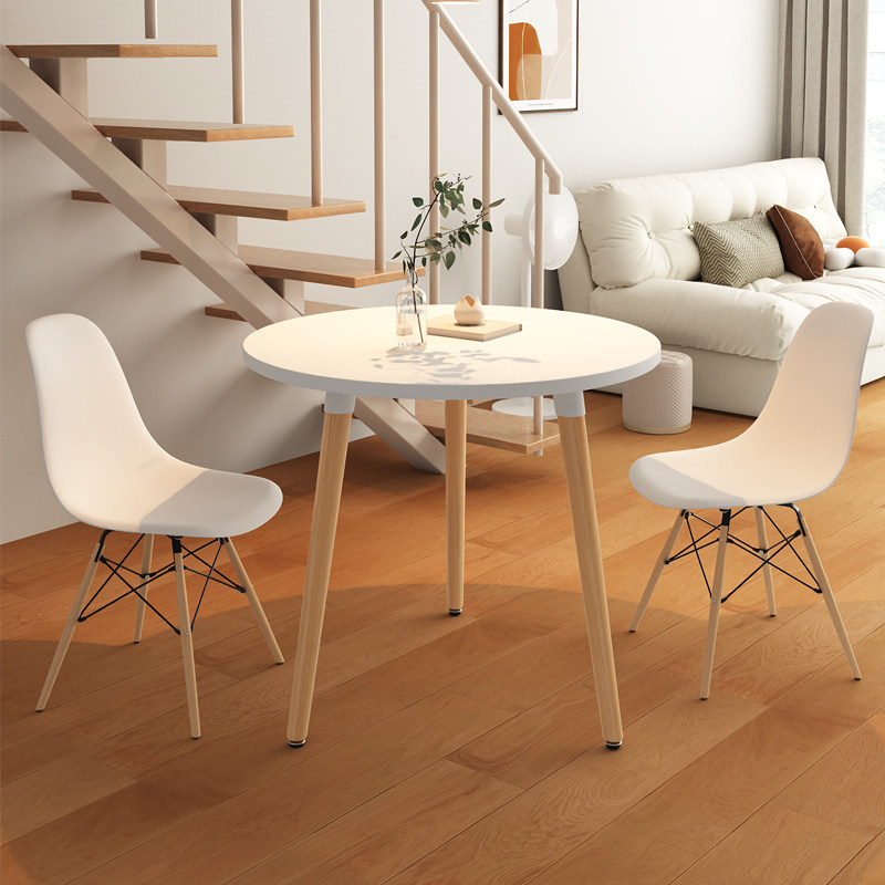 北欧休闲小圆桌家用吃饭桌子阳台圆餐桌简约办公会客洽谈桌椅组合