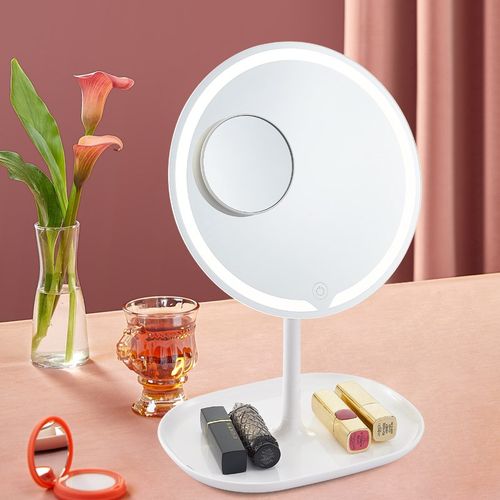 忆美 化妆镜台式led灯智能梳妆桌面小夜灯镜子网红美妆充电带灯镜