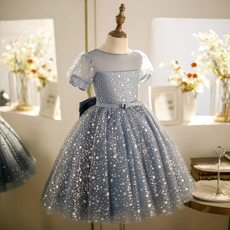 女宝宝一周岁礼服洋气白色连衣裙花童婚纱女童蓬蓬裙公主裙晚礼服