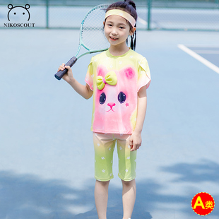 女童速干运动套装跑步训练服小女孩夏季防晒洋气2025新款凉感衣服