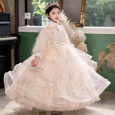 女童礼服冬季高端生日儿童钢琴演出服花童小女孩主持人公主裙秋冬