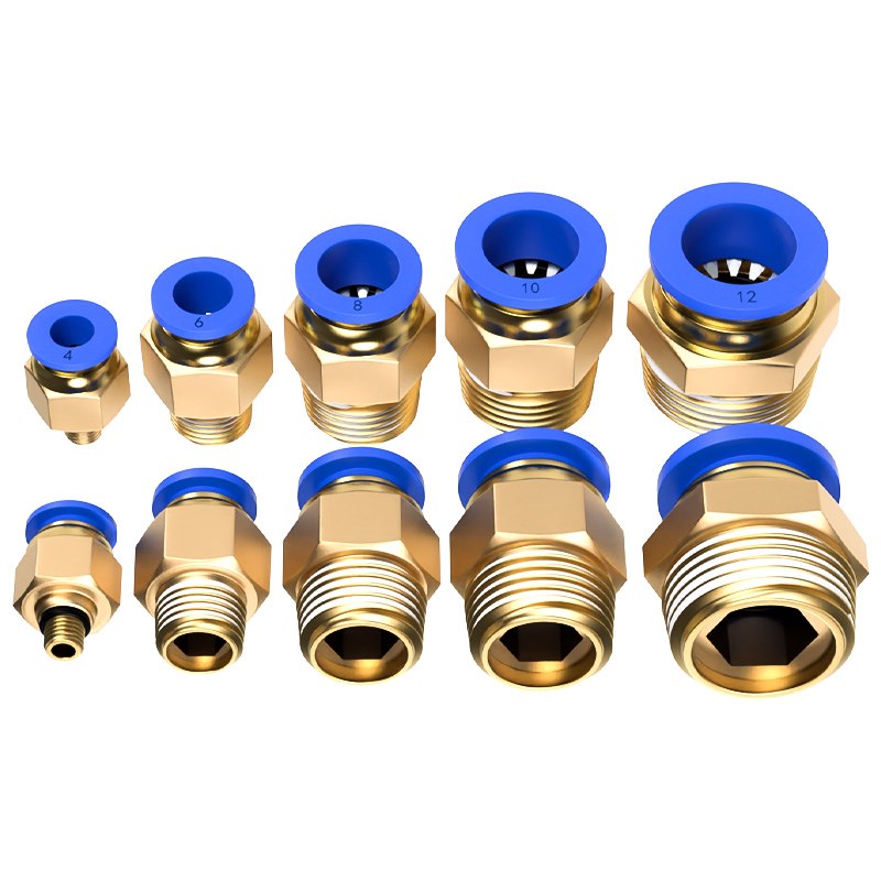 气管快速接头气动元件PC8-02螺纹直通快插快接气源外丝10-01 6-03