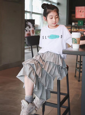 清货春秋款女童裙子韩版针织棉中长版蛋糕裙洋派半身裙蓬蓬裙