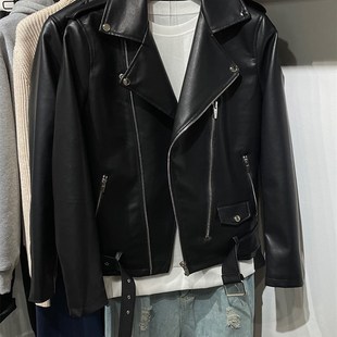 夹克外套皮衣潮 ZA男装 皮夹克翻领仿皮机车款 新款 1966300 春秋季