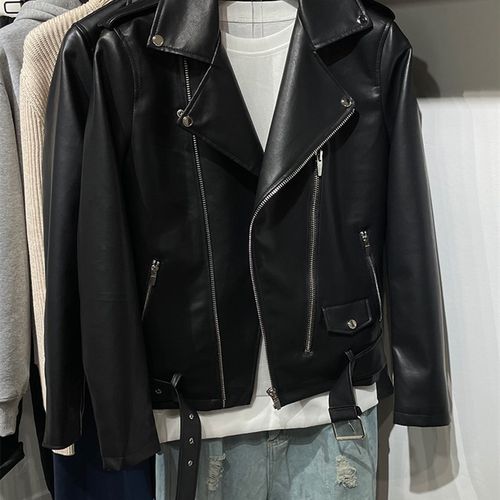ZA男装春秋季新款皮夹克翻领仿皮机车款夹克外套皮衣潮 1966300