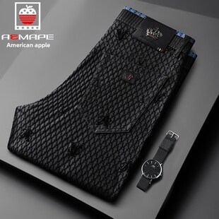 春夏薄款 商务直筒修身 休闲牛仔版 子男长裤 弹力舒适父亲爸 型裤 新款