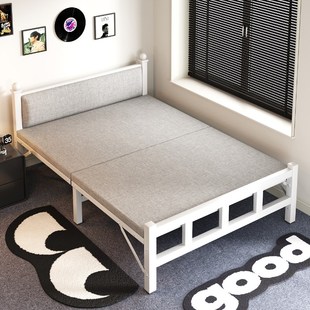 折叠床双人床成人家用主卧1米2单人床1米5简易日式卧室小床铁艺床