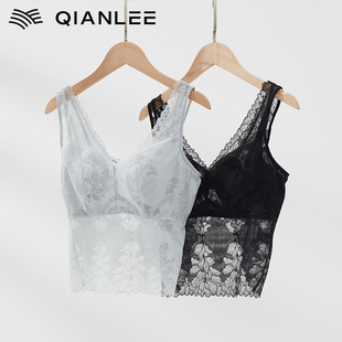 蕾丝抹胸吊带背心女带胸垫内搭裹胸防走光内衣聚拢上托文胸一体式