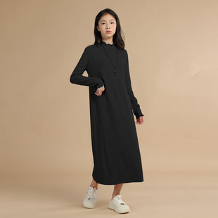 女童秋冬配大衣毛衣裙长版打底针织洋装女孩大童内搭过膝长裙子