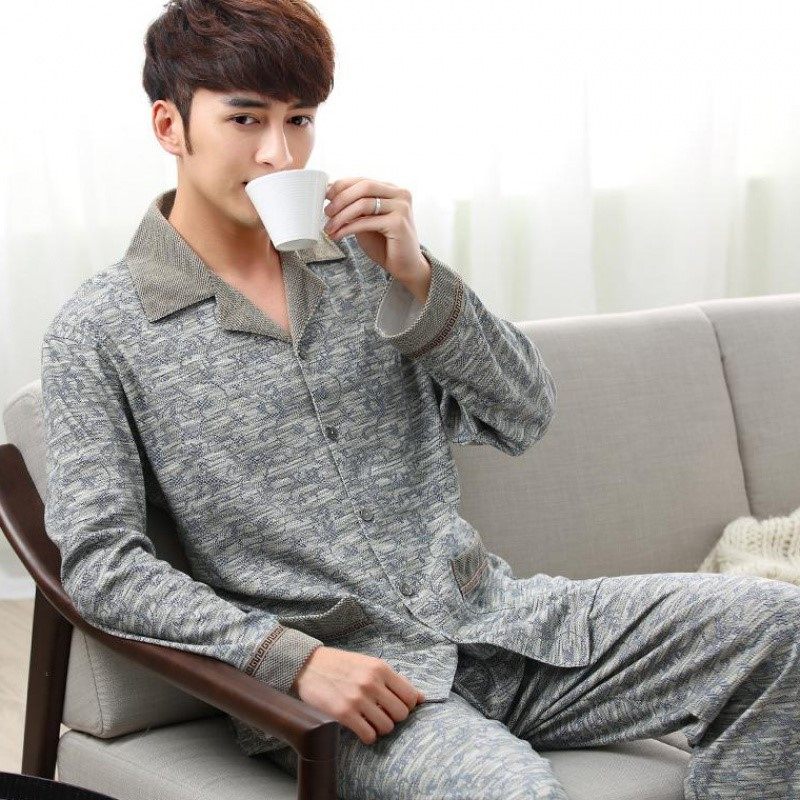 男士睡衣长袖纯棉春秋中老年加肥加大码秋冬季男款宽松家居服套装,女士内衣/男士内衣/家居服,睡衣/家居服套装,淘宝优惠券,粉丝福利购,淘宝优惠卷