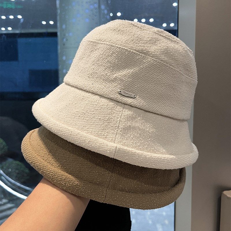 遮阳帽子女2024新款秋冬季纯色卷边小标渔夫帽户外休闲百搭水桶帽,服饰配件/皮带/帽子/围巾,帽子,淘宝优惠券,粉丝福利购,淘宝优惠卷