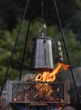 柯曼奶奶壶SW-6不锈钢一体成型大号茶壶手提开水壶露营篝火烧水壶