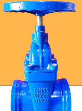 沟槽暗杆闸阀蓝色Z85X-16卡箍连接弹性座软密封闸阀水管阀赣玛体