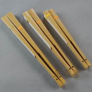 文玩折扇7 9寸18方手工水磨玉竹挑灯方扇子空白宣纸扇苏工折扇