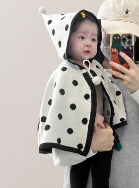 宝宝秋冬衣服保暖毛衣针织斗篷超萌公主外套婴儿冬季洋派外出披风