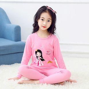 两件套纯棉睡衣 女童线衣线裤 儿童内衣100%全棉小女孩秋衣秋裤 套装