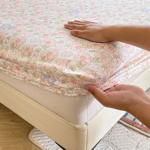 韩式花卉水洗棉床笠单件全包围床单席梦思床垫套单人宿舍防滑床罩