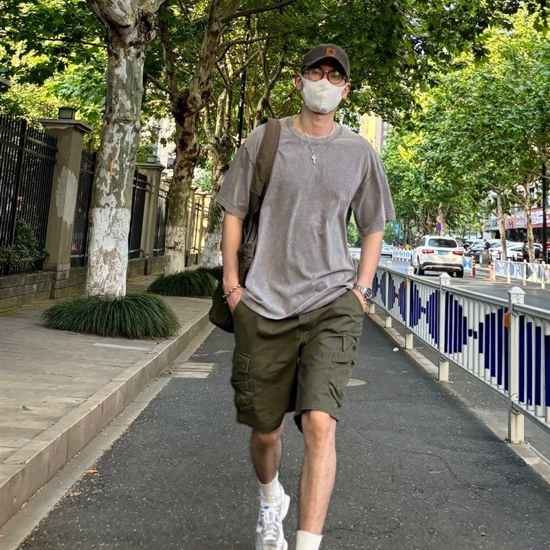 夏天男装衣服男2025新款爆款夏季高级感短袖t恤文艺风休闲套装男,男装,T恤,淘宝优惠券,粉丝福利购,淘宝优惠卷