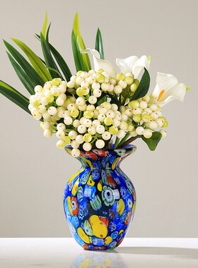 琉璃彩色艺术花瓶油画系摆件餐桌酒店客厅插花花器玄关软装饰摆设