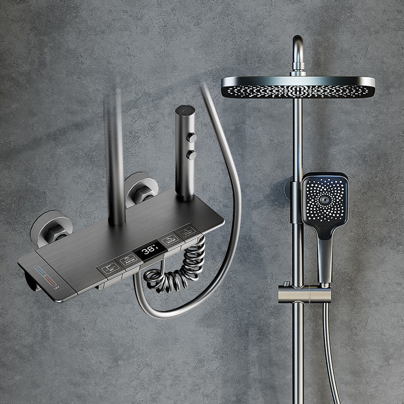 枪灰色白色淋浴花洒套装家用恒温沐浴卫浴增压花晒头淋浴器套装,家装主材,恒温花洒套装,淘宝优惠券,粉丝福利购,淘宝优惠卷