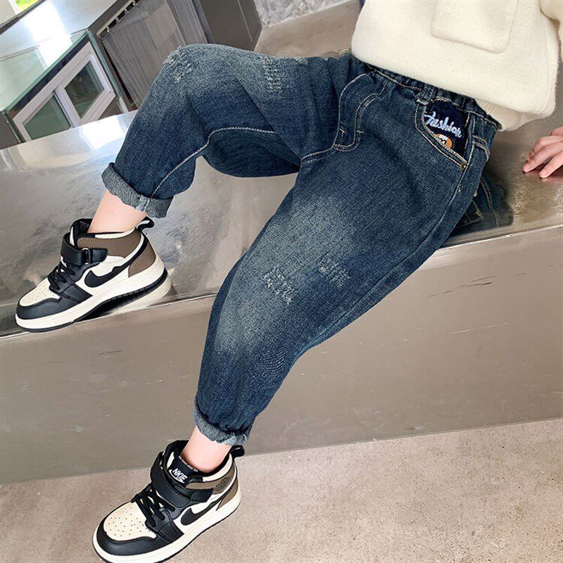 男童裤子春秋款男宝牛仔裤秋季小童洋气潮韩版长裤男孩123456岁半