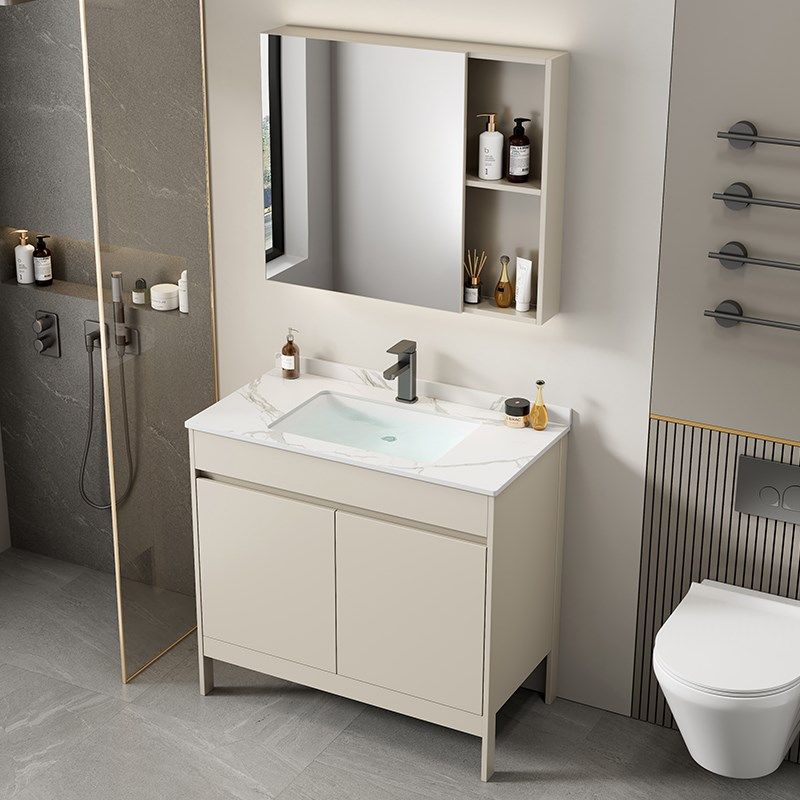 奶油色太空铝浴室柜组合卫生间洗脸盆陶瓷一体阳台洗漱台盆洗手池,家装主材,浴室柜组合,淘宝优惠券,粉丝福利购,淘宝优惠卷