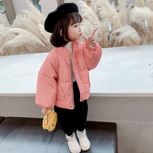 女童羽绒棉服冬装2021新款儿童洋气厚棉袄外套宝宝短款面包服棉衣