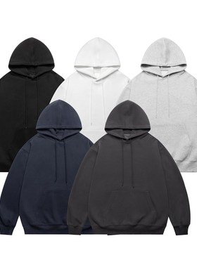 X1617 新款春秋日系宽松基础连帽纯色重磅休闲卫衣外套男女情侣