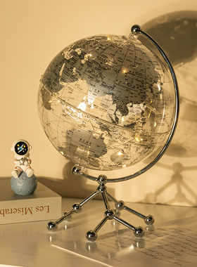 透明地球仪摆件轻奢高档办公室桌面家居客厅酒柜书房电视柜装饰品