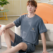 宽松200斤胖子男士 睡衣夏季 短袖 6XL纯棉加大码 短裤 居家服250斤5XL